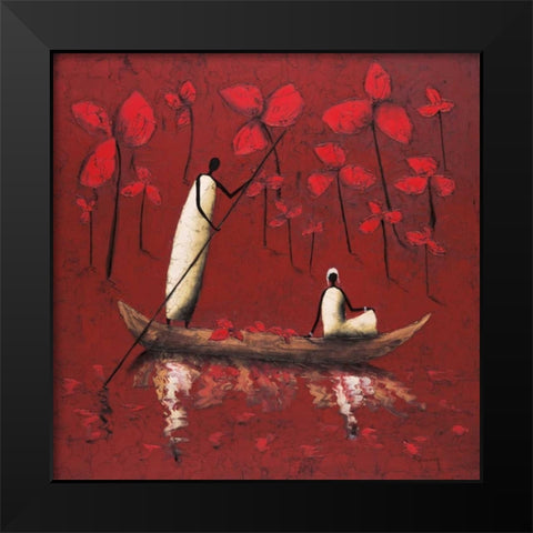 Crimson River Black Modern Wood Framed Art Print by Rauscher, Michel