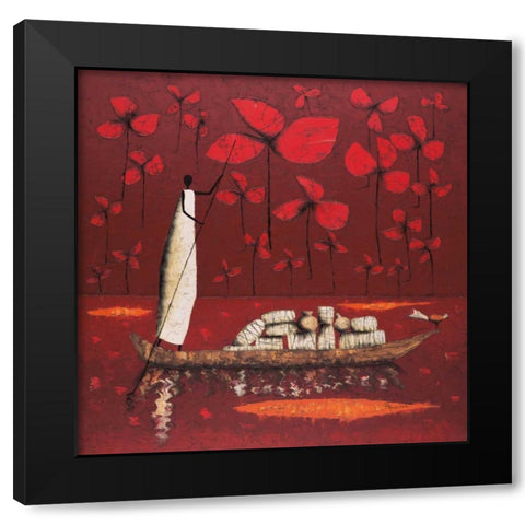 Crimson Sky Black Modern Wood Framed Art Print by Rauscher, Michel