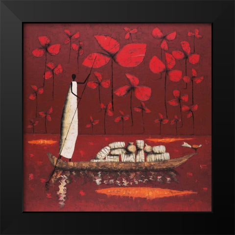 Crimson Sky Black Modern Wood Framed Art Print by Rauscher, Michel