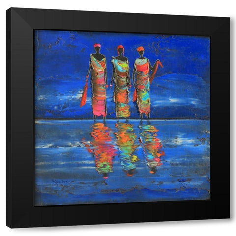 Midnight River 1  Black Modern Wood Framed Art Print by Rauscher, Michel