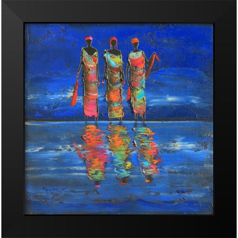 Midnight River 1  Black Modern Wood Framed Art Print by Rauscher, Michel