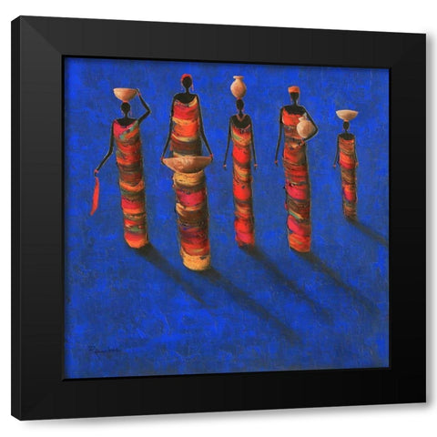 Midnight Gathering 2 Black Modern Wood Framed Art Print with Double Matting by Rauscher, Michel