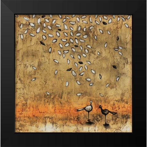 Whimsical Birds  Black Modern Wood Framed Art Print by Rauscher, Michel