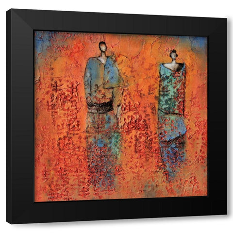 Global Harmony Black Modern Wood Framed Art Print with Double Matting by Rauscher, Michel