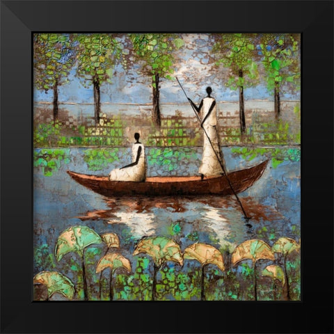 Spirit River Black Modern Wood Framed Art Print by Rauscher, Michel