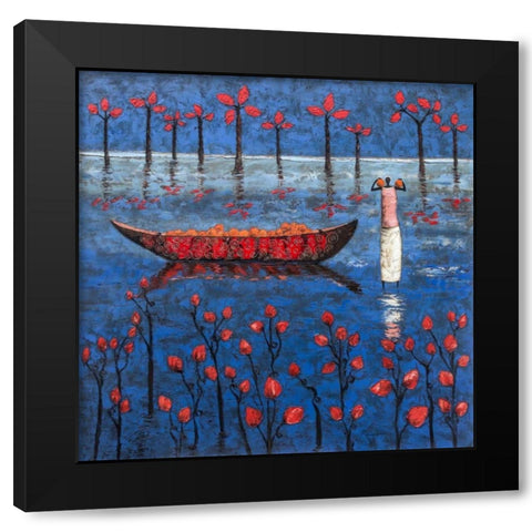 Abundant River Black Modern Wood Framed Art Print with Double Matting by Rauscher, Michel