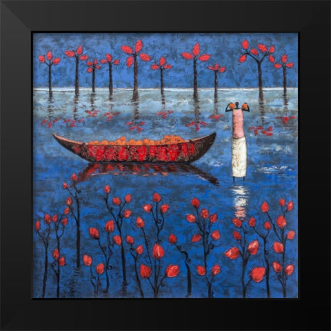 Abundant River Black Modern Wood Framed Art Print by Rauscher, Michel