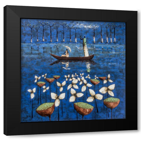Soulful River Black Modern Wood Framed Art Print by Rauscher, Michel