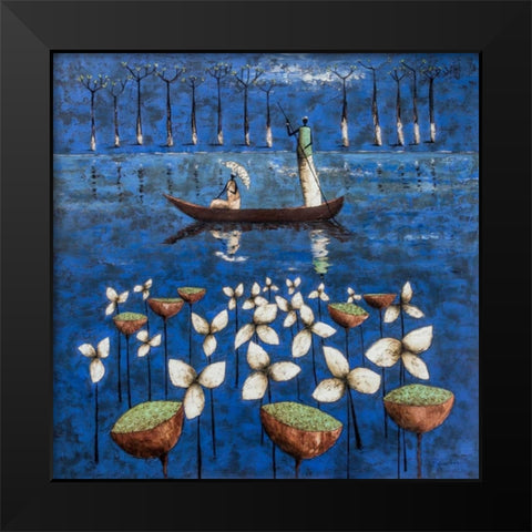 Soulful River Black Modern Wood Framed Art Print by Rauscher, Michel