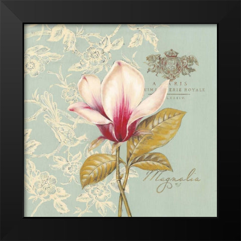 Toile Magnolia Black Modern Wood Framed Art Print by Ferri, Stefania