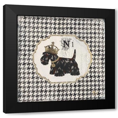 Hounds Tooth Scottie Black Modern Wood Framed Art Print by Ferri, Stefania
