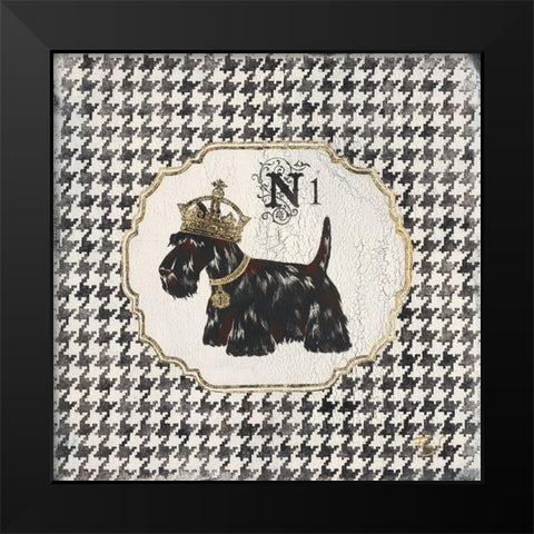 Hounds Tooth Scottie Black Modern Wood Framed Art Print by Ferri, Stefania