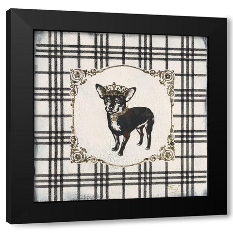 Plaid Chihuahua Black Modern Wood Framed Art Print with Double Matting by Ferri, Stefania