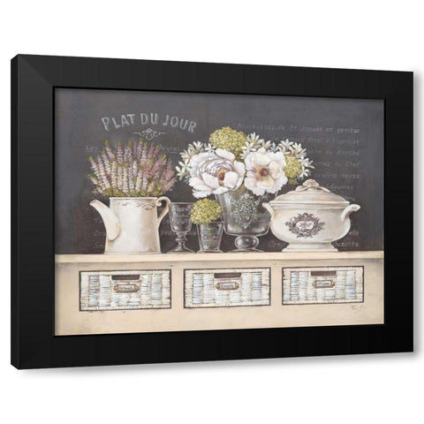 Plat Du Jour Black Modern Wood Framed Art Print by Ferri, Stefania