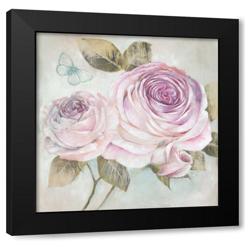 Rose Shimmer Black Modern Wood Framed Art Print with Double Matting by Ferri, Stefania