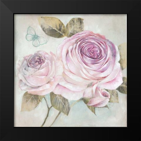 Rose Shimmer Black Modern Wood Framed Art Print by Ferri, Stefania