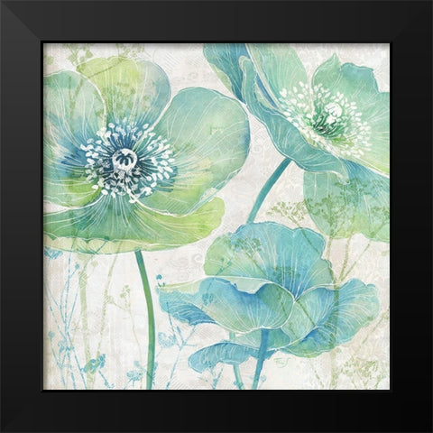 Garden Blue Floral 1 Black Modern Wood Framed Art Print by Ferri, Stefania