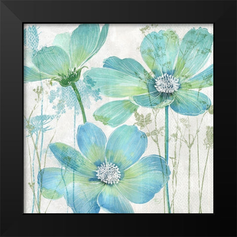 Garden Blue Floral 2 Black Modern Wood Framed Art Print by Ferri, Stefania