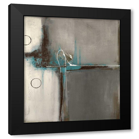 Elemental Curiosity Blue Black Modern Wood Framed Art Print by Villarreal Villarreal, Gabriela