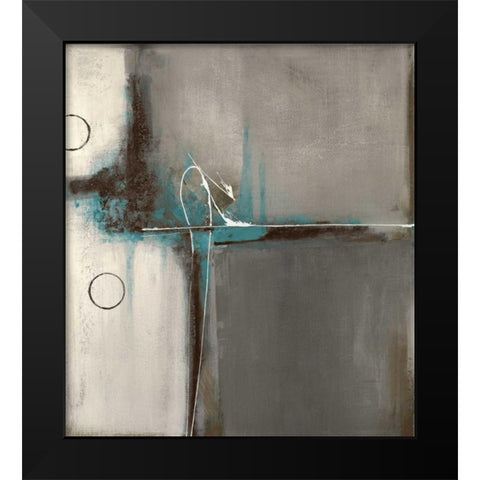 Elemental Curiosity Blue Black Modern Wood Framed Art Print by Villarreal Villarreal, Gabriela