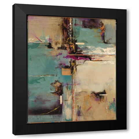 Aqua Fusion Black Modern Wood Framed Art Print by Villarreal Villarreal, Gabriela