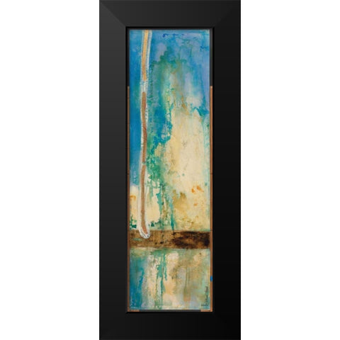 Peacock Rhythm Black Modern Wood Framed Art Print by Villarreal Villarreal, Gabriela