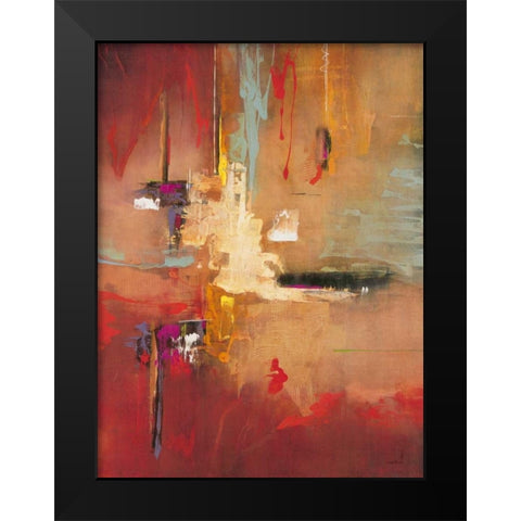 Opal Crimson Black Modern Wood Framed Art Print by Villarreal Villarreal, Gabriela