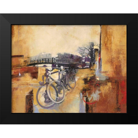 Bicycle Abstract 2 Black Modern Wood Framed Art Print by Villarreal Villarreal, Gabriela
