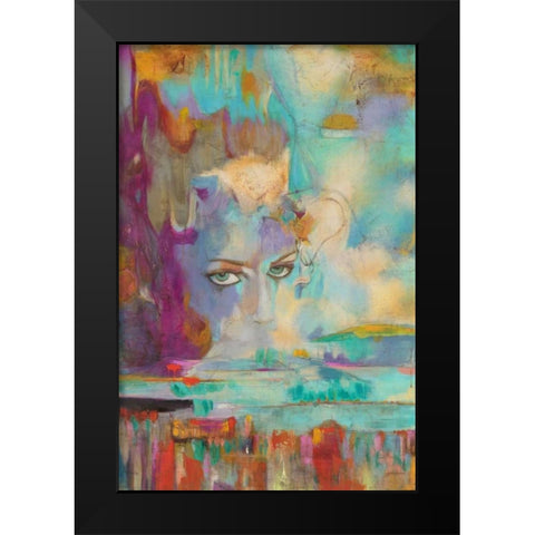 Frente A Frente Black Modern Wood Framed Art Print by Villarreal
