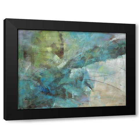 Aqua Explosion Black Modern Wood Framed Art Print with Double Matting by Villarreal