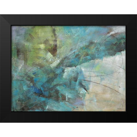 Aqua Explosion Black Modern Wood Framed Art Print by Villarreal