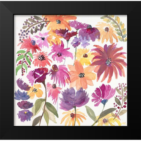 Playful Dancing Garden Black Modern Wood Framed Art Print by Gold, Lora