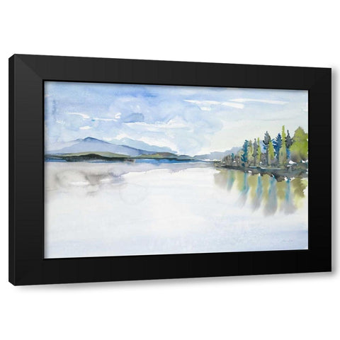 Lakefront Watercolor Black Modern Wood Framed Art Print with Double Matting by Gold, Lora