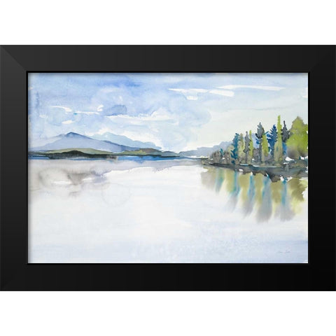 Lakefront Watercolor Black Modern Wood Framed Art Print by Gold, Lora