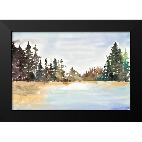 Evergreen View Black Modern Wood Framed Art Print by Gold, Lora