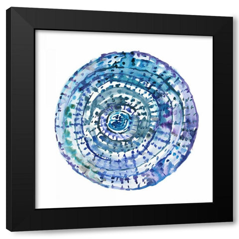 Watery Blue Mandala 1 Black Modern Wood Framed Art Print with Double Matting by Gold, Lora