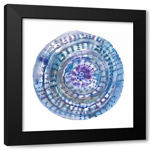 Watery Blue Mandala 2 Black Modern Wood Framed Art Print by Gold, Lora