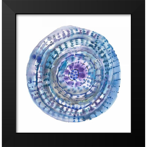 Watery Blue Mandala 2 Black Modern Wood Framed Art Print by Gold, Lora