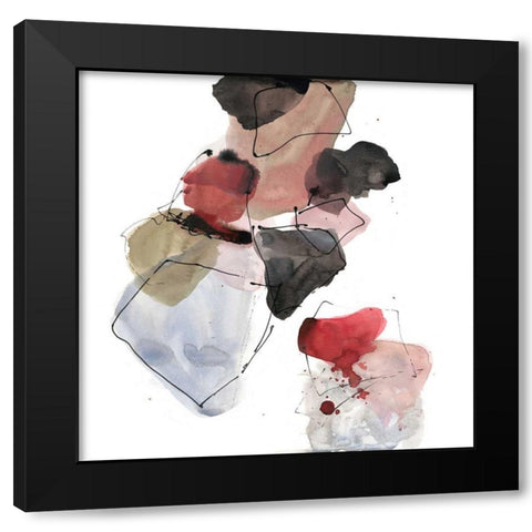 Gestural Geometrics 1 Black Modern Wood Framed Art Print by Gold, Lora