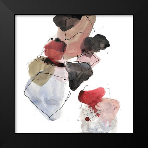 Gestural Geometrics 1 Black Modern Wood Framed Art Print by Gold, Lora