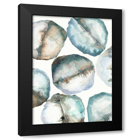 River Stones Black Modern Wood Framed Art Print with Double Matting by Gold, Lora