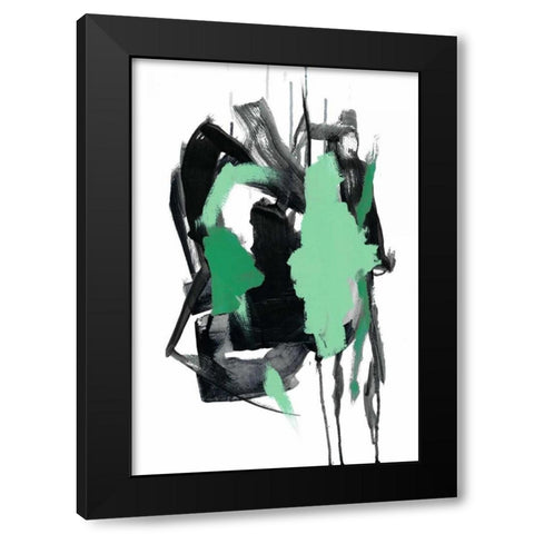 Gestural Brush, Green Black Modern Wood Framed Art Print by Gold, Lora