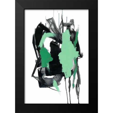 Gestural Brush, Green Black Modern Wood Framed Art Print by Gold, Lora