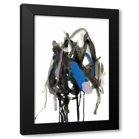 Gestural Brush, Blue Black Modern Wood Framed Art Print by Gold, Lora