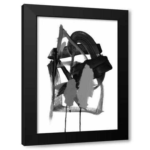Gestural Brush, Grey Black Modern Wood Framed Art Print by Gold, Lora