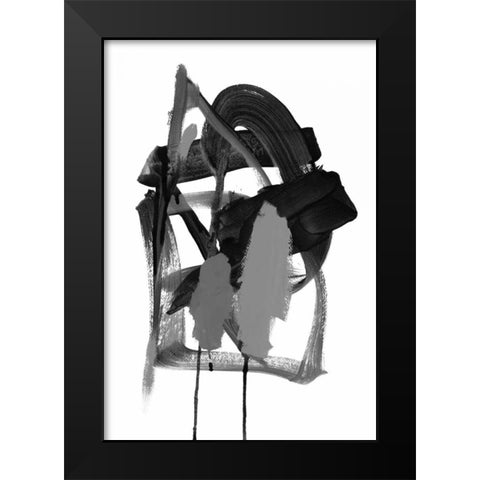 Gestural Brush, Grey Black Modern Wood Framed Art Print by Gold, Lora