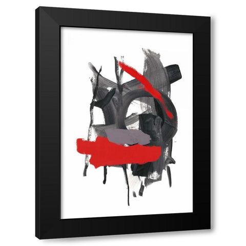 Gestural Brush, Red Black Modern Wood Framed Art Print by Gold, Lora