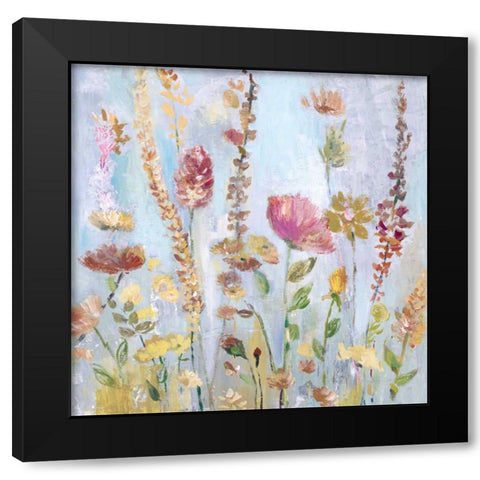 Raindrop Garden Black Modern Wood Framed Art Print by Gold, Lora
