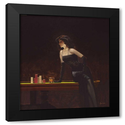Place Your Bet Black Modern Wood Framed Art Print with Double Matting by Lynch, Brent