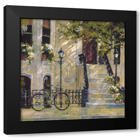 Floral Staircase Black Modern Wood Framed Art Print with Double Matting by Grant, Kay